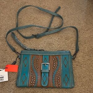 Montana West Teal and Brown Crossbody Bag